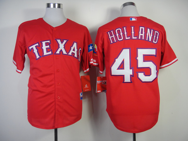 Men Texas Rangers #45 Holland Red MLB Jerseys